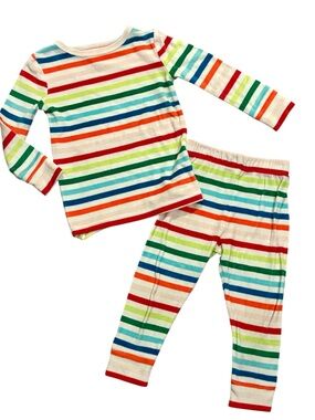 Cat & Jack Multi-Color Rainbow Stripe Long-Sleeve Pajama Set